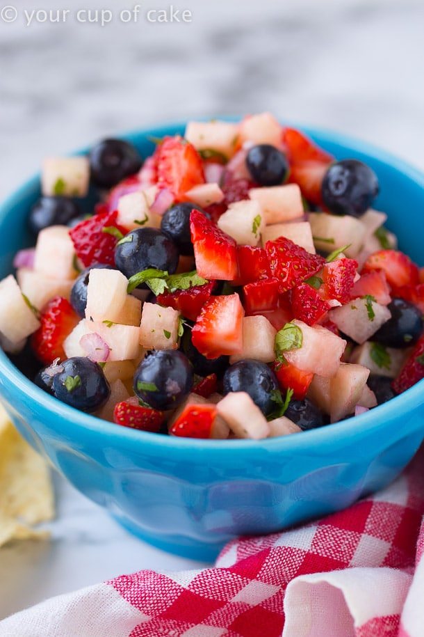 An image of a bowl of fruit salsa.