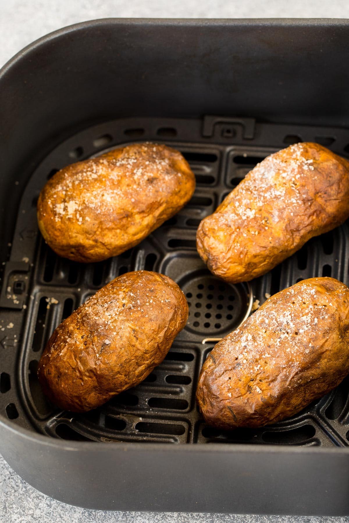 Cooked spuds in a basket.