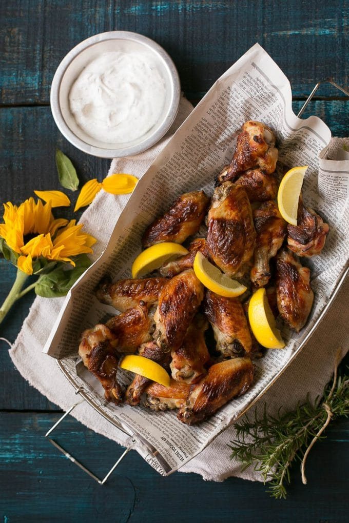 These super crispy lemon chicken wings are baked not fried, the secret is in the special brine.