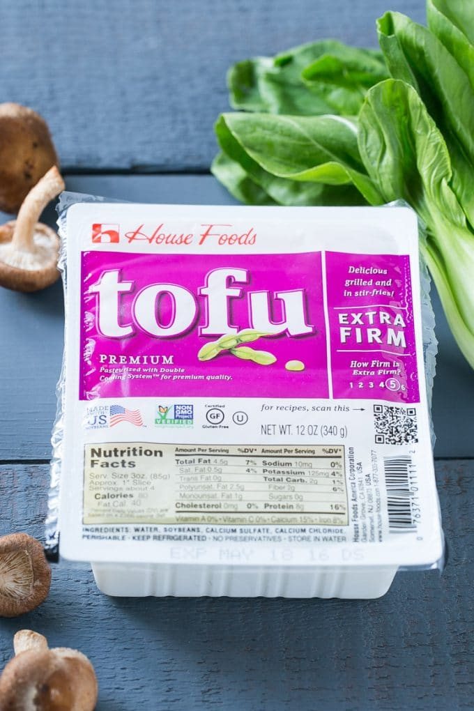 A carton of extra firm tofu.