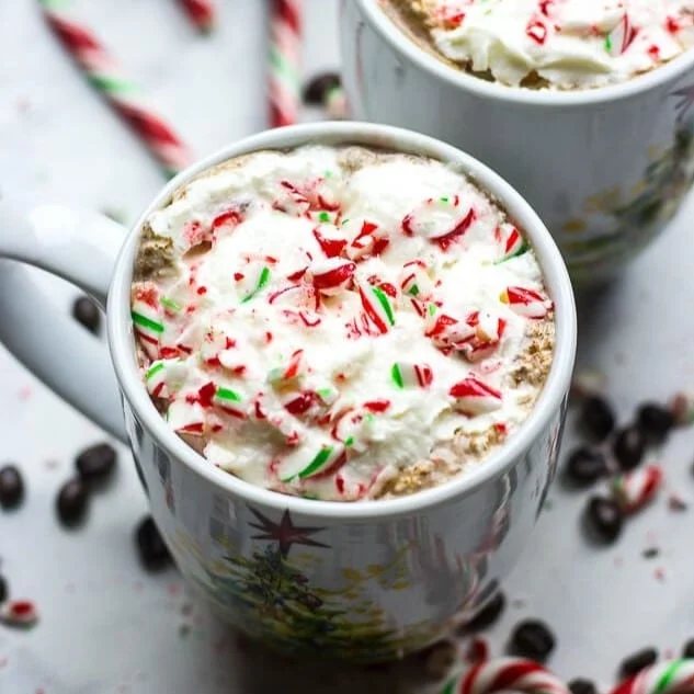An image of a mug of peppermint mocha coffee.