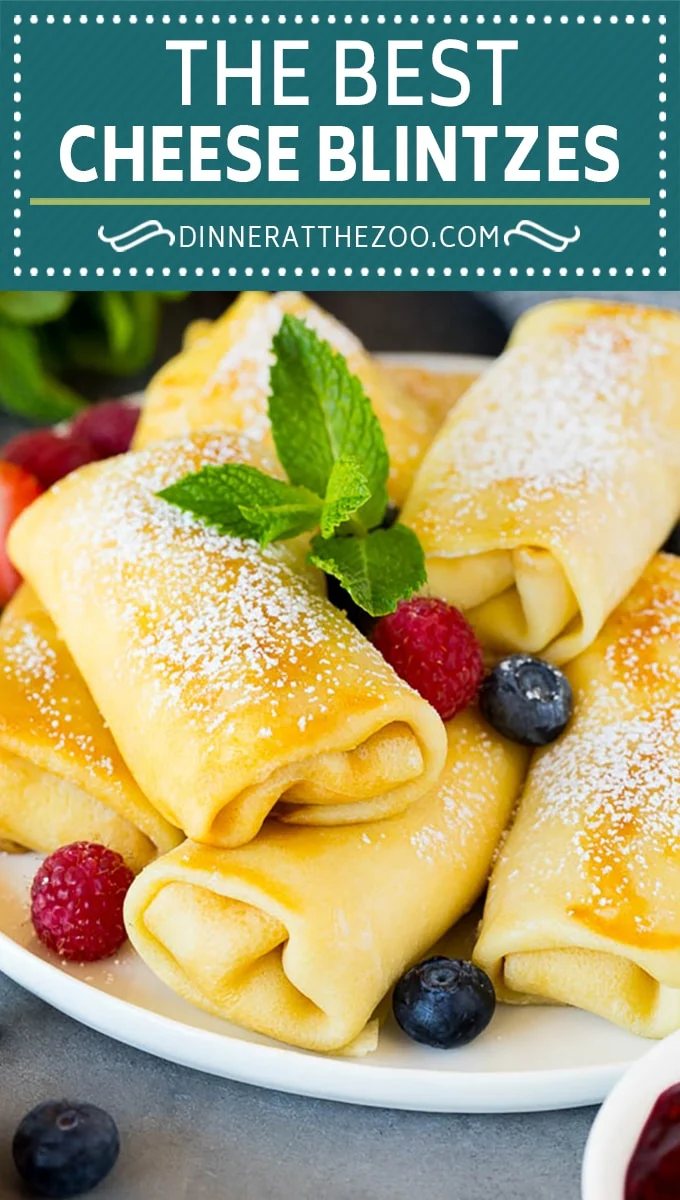 These cheese blintzes are thin pancakes filled with a creamy cheese mixture, then pan fried until golden brown.