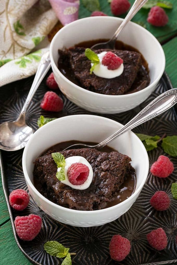 A quick and straightforward chocolate pudding cake that also happens to be low fat.
