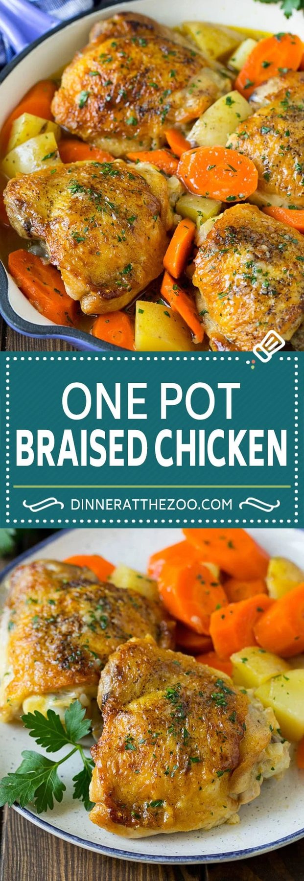 Braised Chicken with Carrots and Potatoes Recipe | One Pot Meal | Chicken with Potatoes #chicken #chickenthighs #onepot #potatoes #carrots #dinner #dinneratthezoo