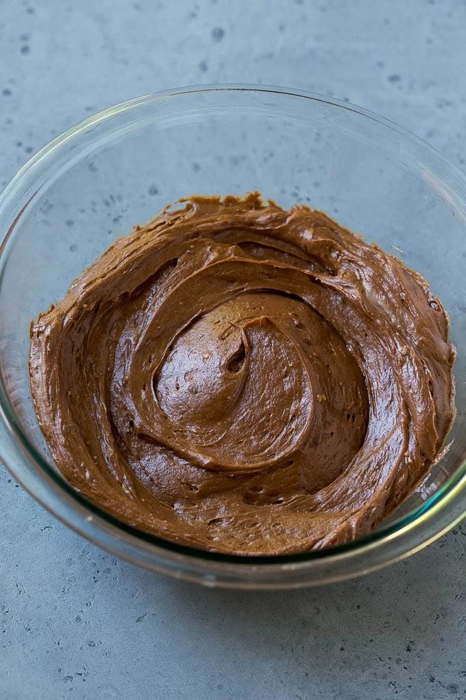 Powdered sugar, cream cheese and melted chocolate all mixed together.