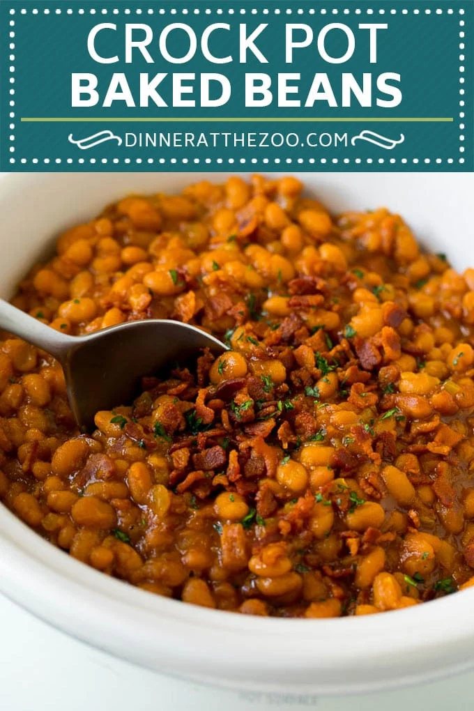 Crock Pot Baked Beans | Slow Cooker Baked Beans #beans #bacon #slowcooker #crockpot #dinneratthezoo