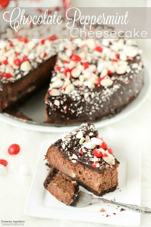 Chocolate Peppermint Cheesecake with Chocolate Ganache