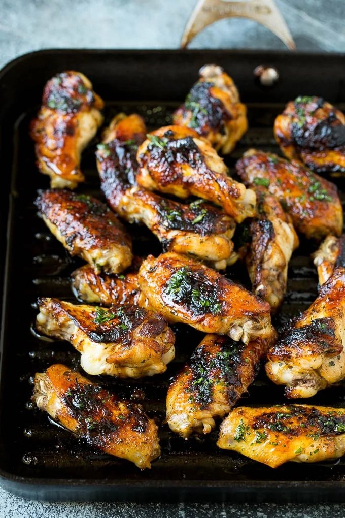 Poultry on an indoor grill pan.