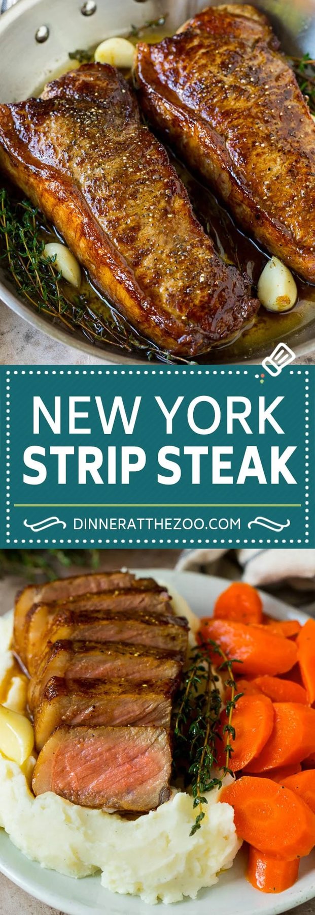 Seared New York strip steak with garlic and herb butter, an easy and elegant meal!