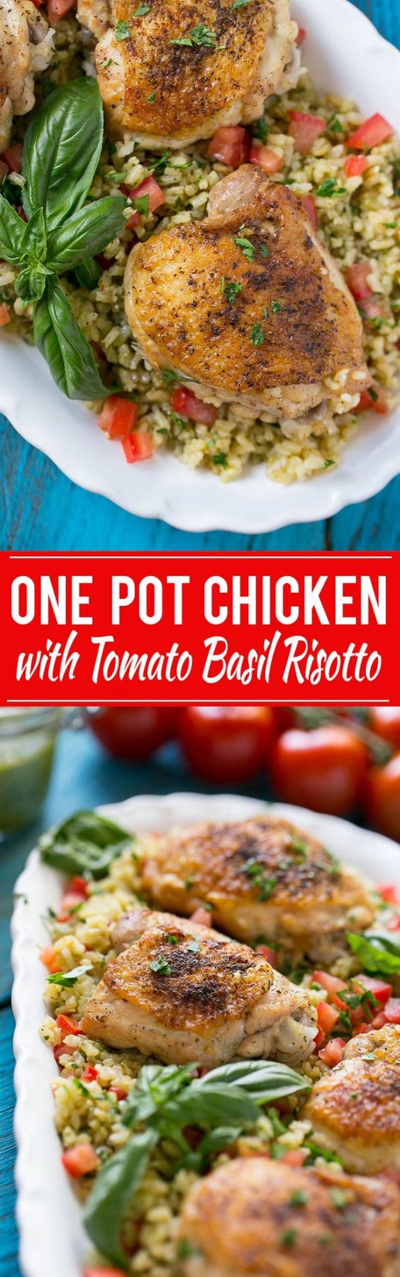 One Pot Chicken with Tomato Basil Risotto Recipe | One Pot Chicken and Risotto | Tomato Risotto | One Pot Chicken Risotto