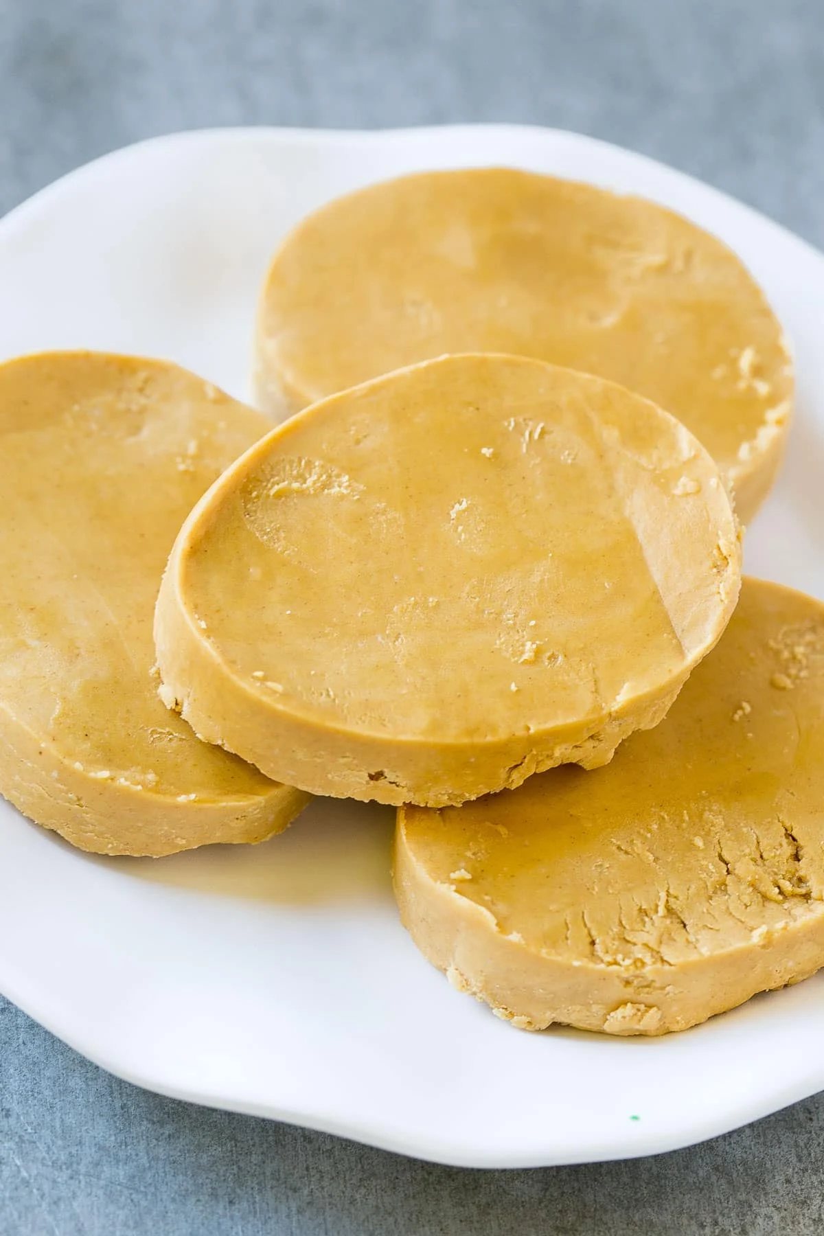 Nutty dough cut into ovals.
