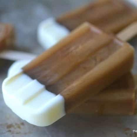 A picture of three iced coffee popsicles.