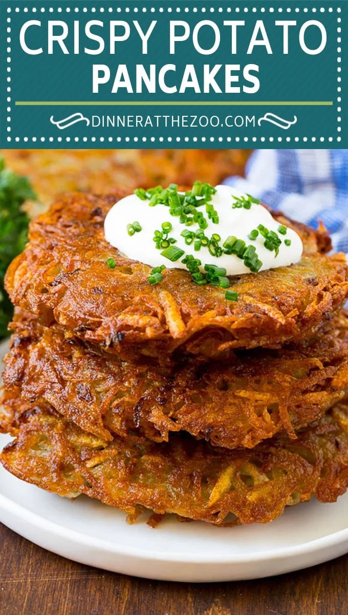 These potato pancakes are shredded potatoes combined with onions and seasoning, then pan fried until golden brown.
