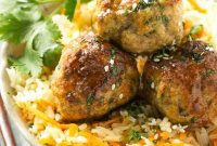 Aromatic Asian Meatballs and Carrot Rice