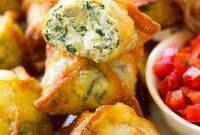 Golden Spinach Artichoke Wonton Bites