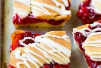 Tangy Cherry Bars with Vanilla Bean Glaze