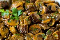 Tender Beef Tips in Creamy Mushroom Gravy