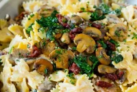 Earthy Mushroom and Spinach Farfalle