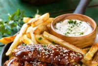 Toasted Sesame Crusted Chicken Tenders with Crispy Fries