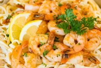 Garlicky Creamy Shrimp Linguine