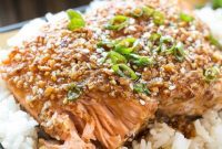Honey Garlic Glazed Salmon with Almond Crunch