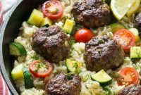 Succulent Greek Meatballs with Bright Lemon Dill Rice