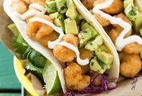 Fried Shrimp Tacos with Avocado Salsa