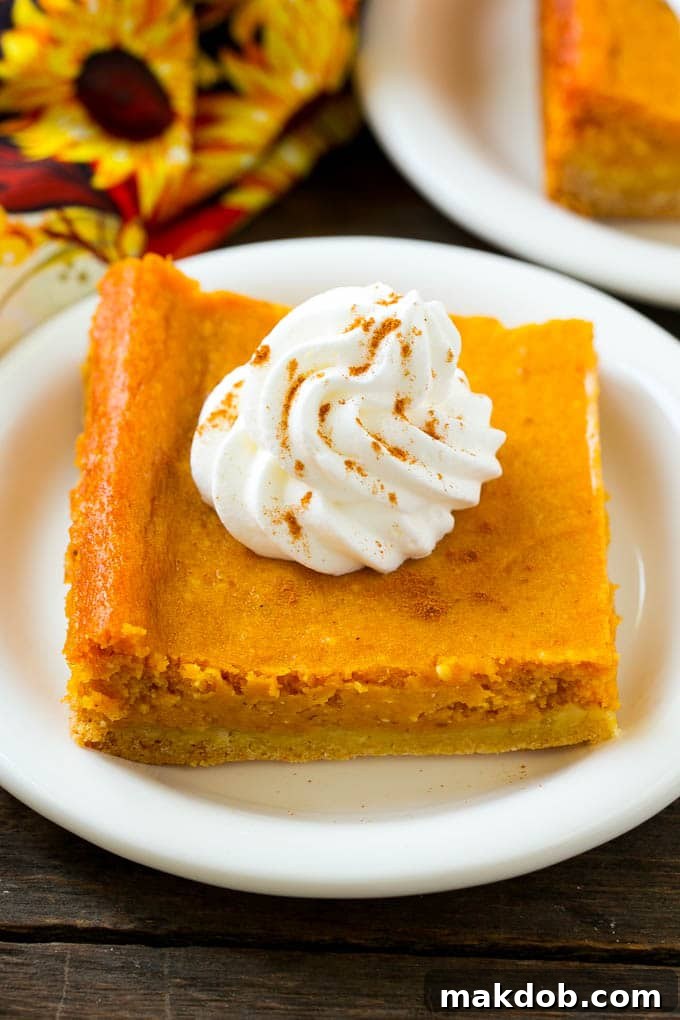 Pumpkin Gooey Butter Cake Recipe | Pumpkin Cake Recipe | Gooey Butter Cake | Pumpkin Dessert | Thanksgiving Dessert #pumpkin #cake #pumpkincake #gooeybuttercake #dessert #dinneratthezoo A perfectly cut slice of pumpkin gooey butter cake, garnished with a swirl of airy whipped cream and a dusting of cinnamon or pumpkin spice.