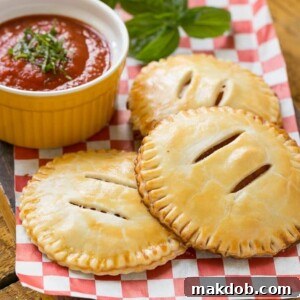 These homemade pepperoni pizza pockets are a fun meal or snack that's super simple to assemble, and your kids will absolutely adore them.