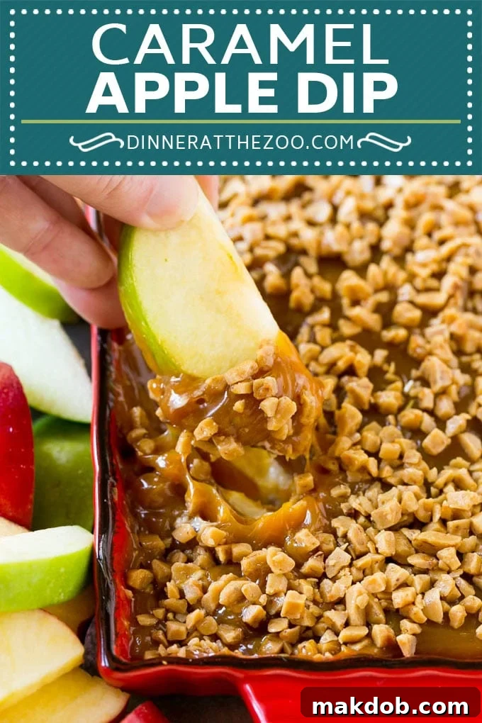 Short shot of caramel apple dip, ideal for quick social sharing, highlighting the creamy texture.