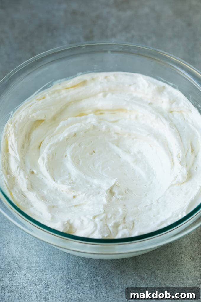 Cream cheese mixed with marshmallow cream and whipped topping.