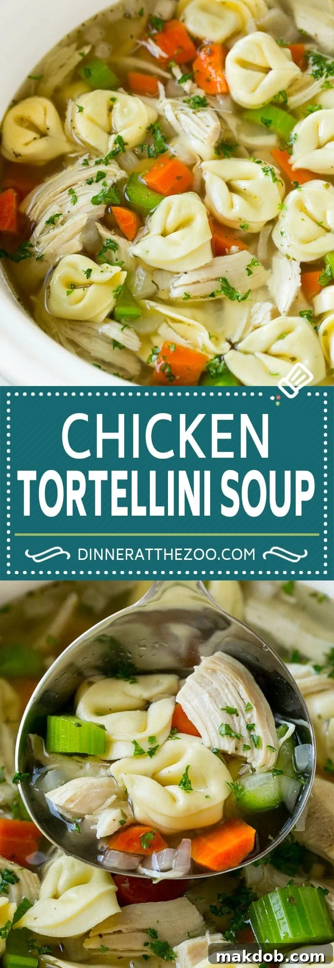 Hearty Slow Cooker Chicken Tortellini Soup: A comforting meal with chicken, pasta, and vegetables, perfect for busy weeknights. #soup #chicken #pasta #tortellini #slowcooker #crockpot #dinner #dinneratthezoo