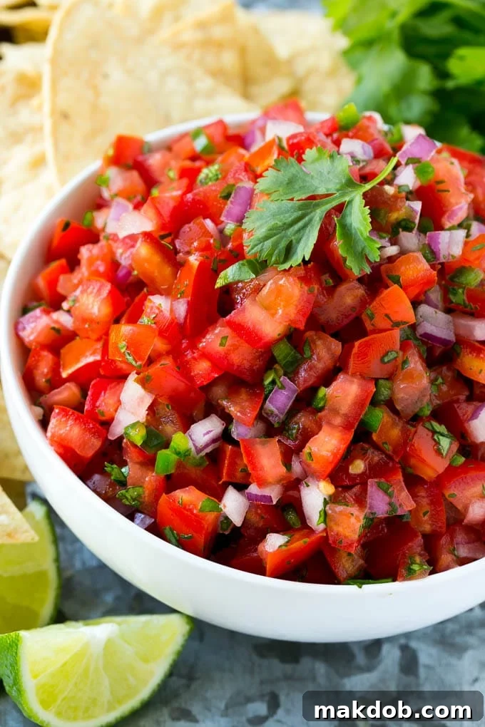 Vibrant Homemade Pico de Gallo 7 A generously filled bowl of this easy and homemade pico de gallo salsa recipe, ready to be enjoyed.