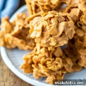 18 Effortless No-Bake Cookie Delights 18 An image of a plate of crunchy no-bake cornflake cookies, coated in a sweet butterscotch glaze.