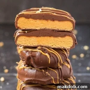 18 Effortless No-Bake Cookie Delights 8 An image of a stack of thick, chewy no-bake chocolate and peanut butter cookies.