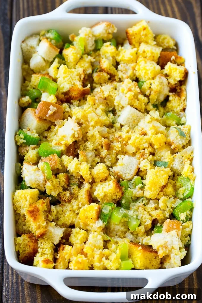 Grandma's Southern Cornbread Dressing 6 Cornbread dressing ready to go into the oven to bake.