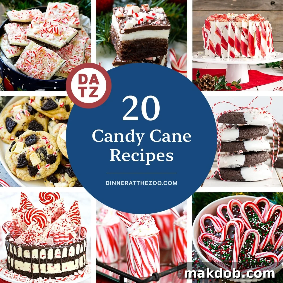 A beautiful array of candy cane recipes including vibrant candy cane hearts, festive peppermint cookies, and rich peppermint bark, perfectly embodying the holiday spirit.