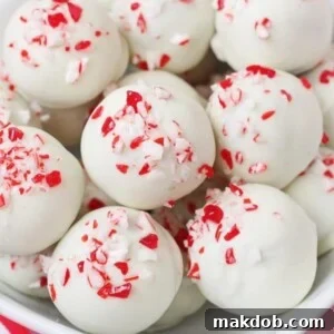 An inviting image of rich peppermint Oreo truffles presented beautifully in a bowl.