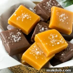 Delectable microwave caramels, ready in minutes, with a luxurious sprinkle of sea salt for an elevated holiday treat.