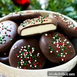 Delicious Peppermint Patties, featuring a creamy center and rich chocolate coating, ready to be enjoyed.