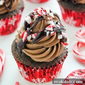 An image of a peppermint mocha chocolate cupcake.