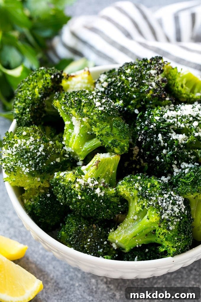 Parmesan roasted broccoli is an easy, healthy, and satisfying side dish, perfect for any meal, from weeknights to special occasions.