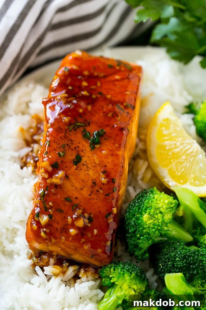 Honey Garlic Salmon Recipe | Asian Salmon Recipe | Healthy Salmon Recipe #salmon #fish #seafood #healthy #dinner #dinneratthezoo Honey garlic salmon served over rice with a side of broccoli.
