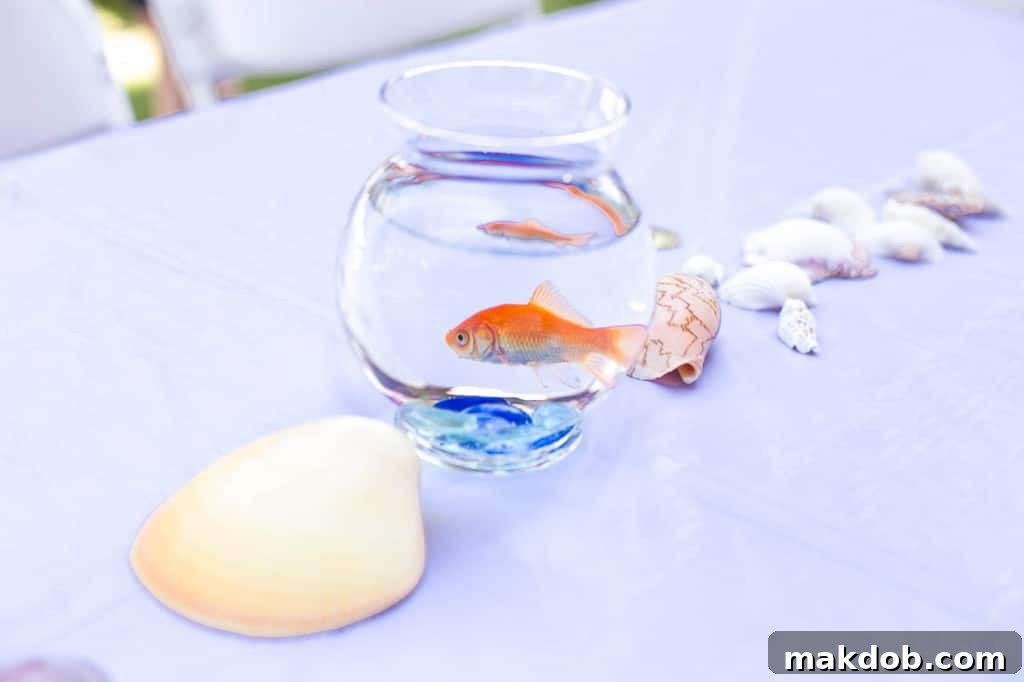 Goldfish centerpiece - Under the Sea birthday party decor