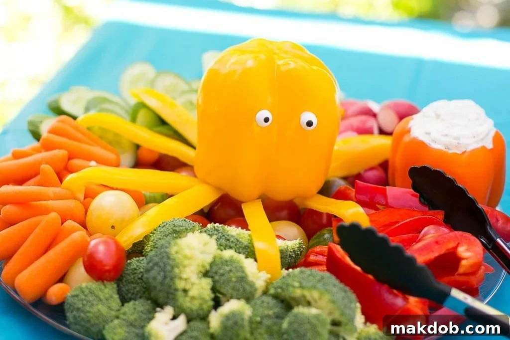 Octopus Veggie Platter - Under the Sea birthday party creative food