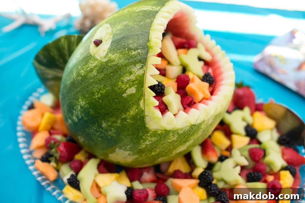 Watermelon Shark - Under the Sea birthday party fruit display