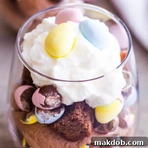 An image of a mini eggs brownie parfait.