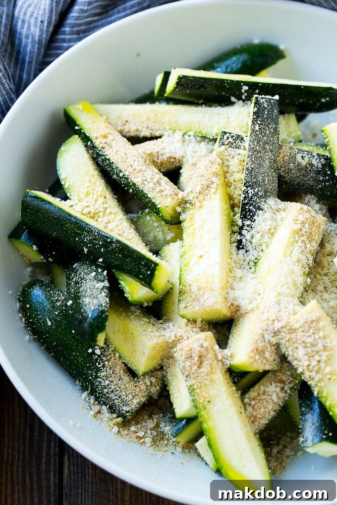Zucchini with breadcrumbs, parmesan cheese and olive oil.