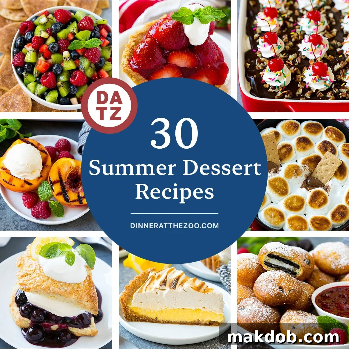A collection of fabulous summer dessert recipes including s’mores dip, lemon meringue tart and fresh strawberry pie.