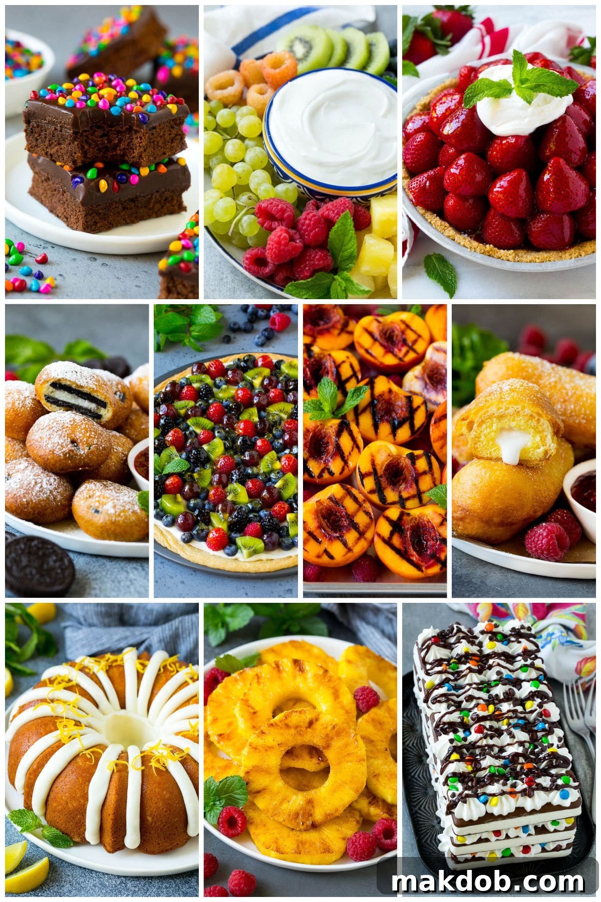 Images of sweet treats like grilled peaches, fried Oreos and fresh strawberry pie.